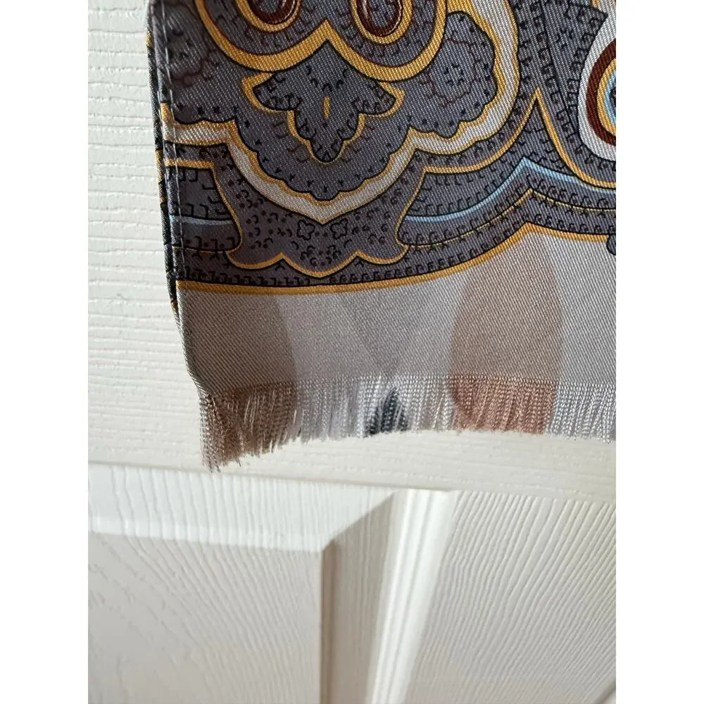 Paisley Reversible Silk Feel Scarf Fringe